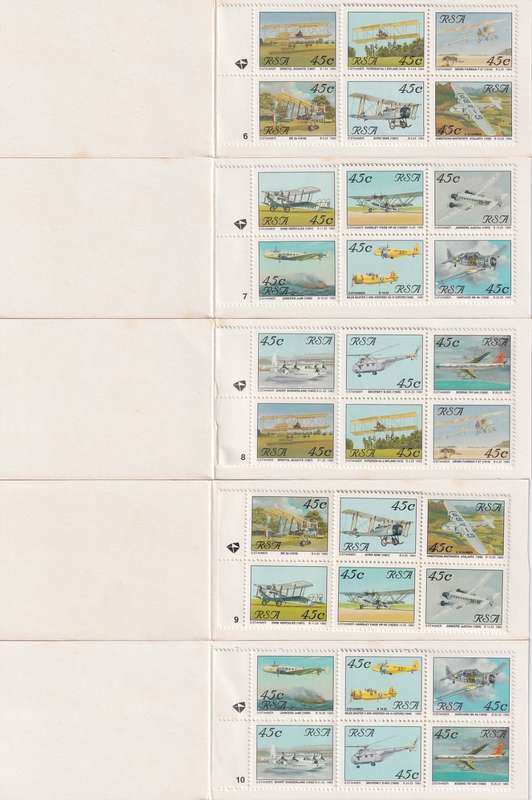 RSA - Booklet No.5, 2nd PRINTING, complete set of all 10 pane numbers